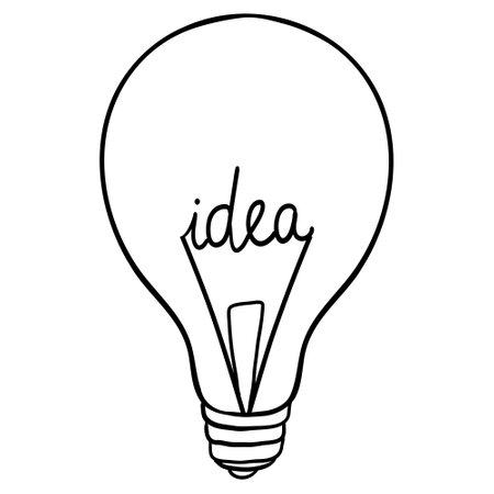 A light bulb sketch icon for the internet and mobile devices. A hand-drawn vector icon on a white background.のイラスト素材