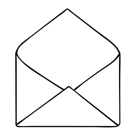 envelope sketch cartoon vector and illustration, black and white, hand-drawn, sketch style, isolated on a white background.のイラスト素材