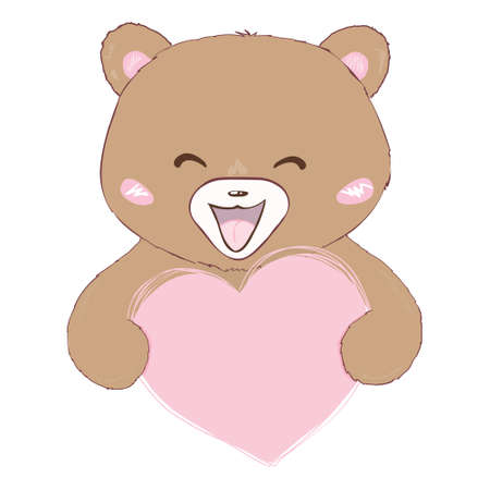 Little teddy bear character isolated on white background. Vector, illustration.のイラスト素材