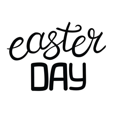 Hand sketched Happy Easter text. Drawn Resurrection Sunday postcard, card, invitation, poster, banner template lettering typography. Seasons greetingsのイラスト素材