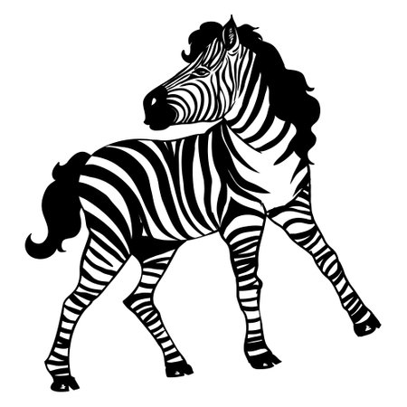 Closeup beautiful potrait Zebra looking at the camera isolated on white background, vector illustration for tattoo and printingのイラスト素材