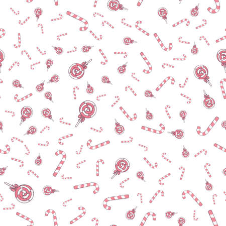Christmas vector seamless blue pattern with candy canes. Background for wrapping paper, fabric print, greeting cards designのイラスト素材