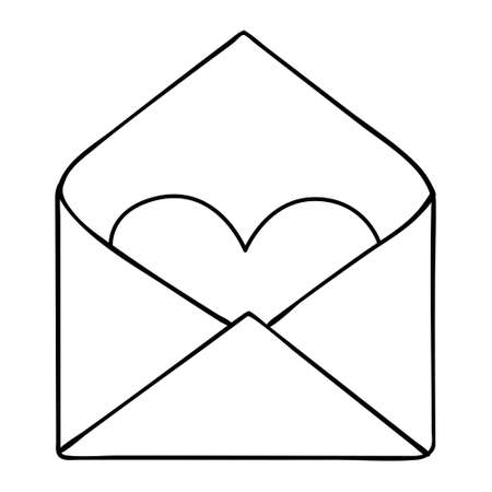 valentine day 14 february card envelope with heart line iconのイラスト素材