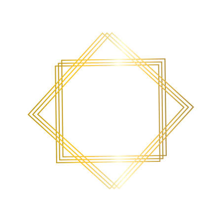 Gold frame. Beautiful simple golden design. Vintage style decorative border, isolated on white background. Vector illustration.のイラスト素材