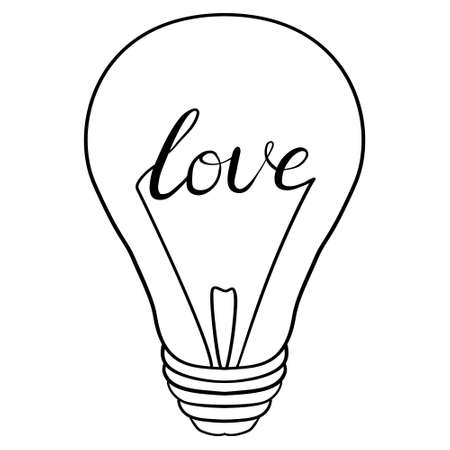 A light bulb sketch icon for the internet and mobile devices. A hand-drawn vector icon on a white background.のイラスト素材
