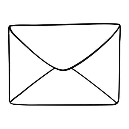 envelope sketch cartoon vector and illustration, black and white, hand-drawn, sketch style, isolated on a white background.のイラスト素材