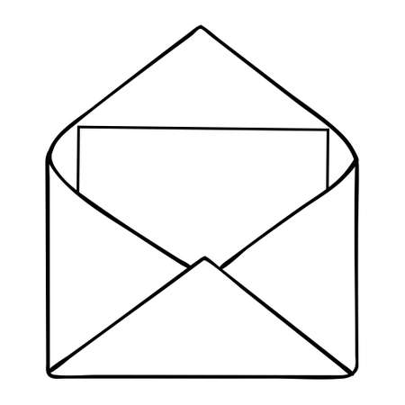 envelope sketch cartoon vector and illustration, black and white, hand-drawn, sketch style, isolated on a white background.のイラスト素材