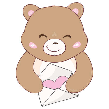 Little teddy bear character isolated on white background. Vector, illustration.のイラスト素材