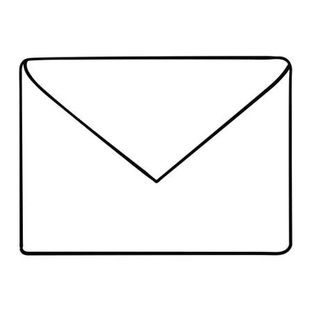 envelope sketch cartoon vector and illustration, black and white, hand-drawn, sketch style, isolated on a white background.のイラスト素材