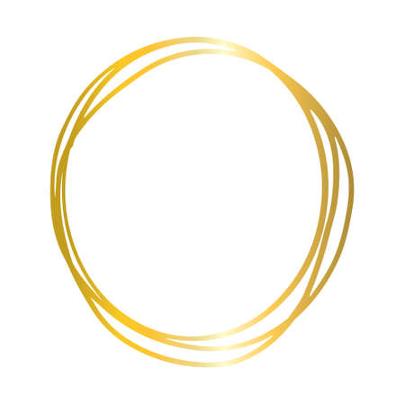 Gold frame. Beautiful simple golden design. Vintage style decorative border, isolated on white background. Vector illustration.のイラスト素材