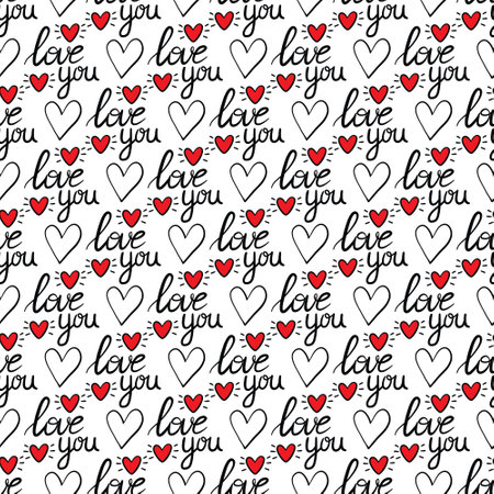 Vector seamless pattern with LOVE lettering.のイラスト素材