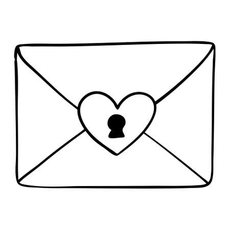 valentine day 14 february card envelope with heart line iconのイラスト素材