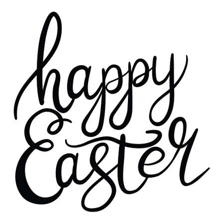 Hand sketched Happy Easter text. Drawn Resurrection Sunday postcard, card, invitation, poster, banner template lettering typography. Seasons greetingsのイラスト素材