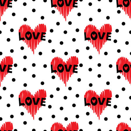 Vector seamless pattern with LOVE lettering.のイラスト素材