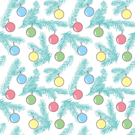 Christmas seamless background with themed Christmas ball. Vector, illustrationのイラスト素材