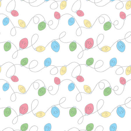 Seamless pattern of multicolored Christmas New Year light bulbs.のイラスト素材