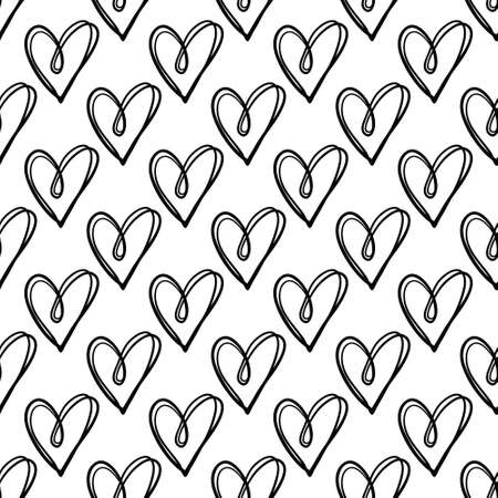 Hearts seamless pattern, Polka dot with hearts, Freehand love symbol illustrations on white background.のイラスト素材