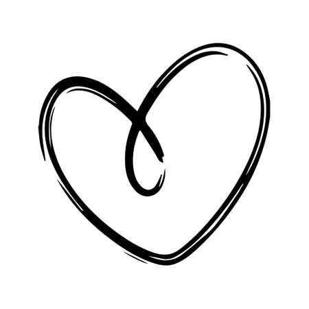 Hand Drawn Calligraphy Heart Isolated on White Background. vector illustration.のイラスト素材