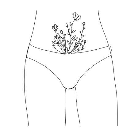 Continuous line women swimsuit exercise simple line vector summer illustrationのイラスト素材