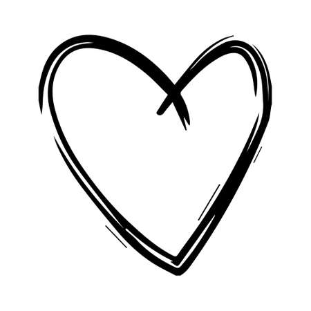 Hand Drawn Calligraphy Heart Isolated on White Background. vector illustration.のイラスト素材