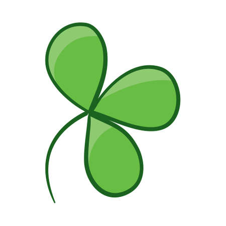 Vector flat style illustration of St. Patrick's day green lucky clover leaf isolated on white backgroundのイラスト素材