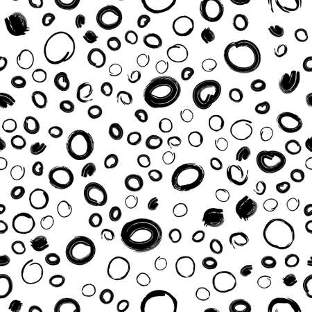 Vector illustration of seamless black dot pattern with different grunge effect rounded spots isolated on white backgroundのイラスト素材