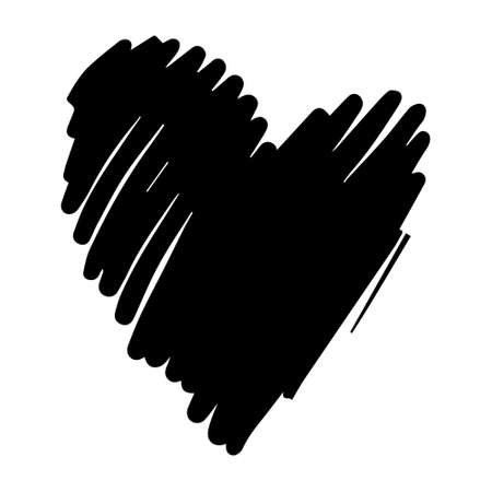 Hand Drawn Calligraphy Heart Isolated on White Background. vector illustration.のイラスト素材