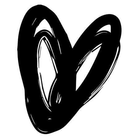 Hand Drawn Calligraphy Heart Isolated on White Background. vector illustration.のイラスト素材