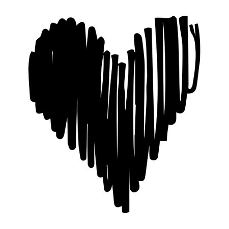 Hand Drawn Calligraphy Heart Isolated on White Background. vector illustration.のイラスト素材