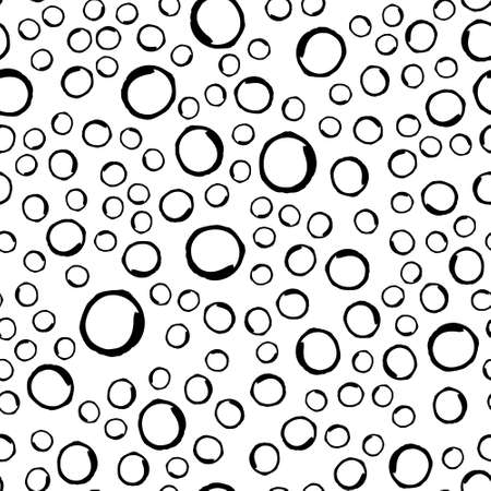 Vector illustration of seamless black dot pattern with different grunge effect rounded spots isolated on white backgroundのイラスト素材