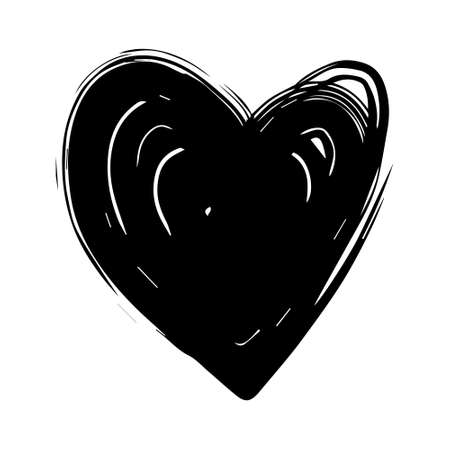 Hand Drawn Calligraphy Heart Isolated on White Background. vector illustration.のイラスト素材