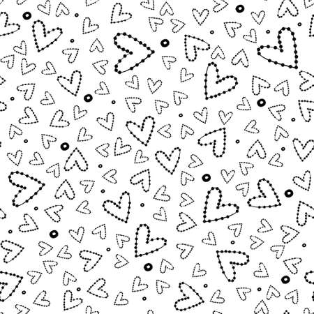 Hearts seamless pattern, Polka dot with hearts, Freehand love symbol illustrations on white background.のイラスト素材
