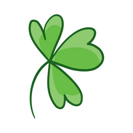 Illustration pour Vector flat style illustration of St. Patrick's day green lucky clover leaf isolated on white background - image libre de droit