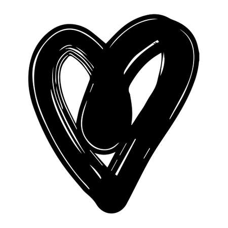Hand Drawn Calligraphy Heart Isolated on White Background. vector illustration.のイラスト素材