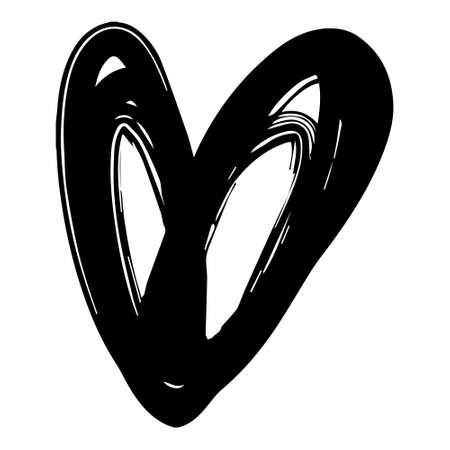 Hand Drawn Calligraphy Heart Isolated on White Background. vector illustration.のイラスト素材