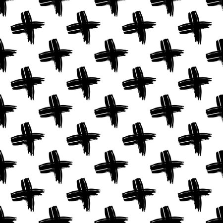 Seamless vector pattern made by hand drawn paint strokes. black and white.のイラスト素材