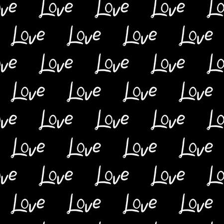 Vector seamless pattern with the inscription "Love" on a black backgroundのイラスト素材