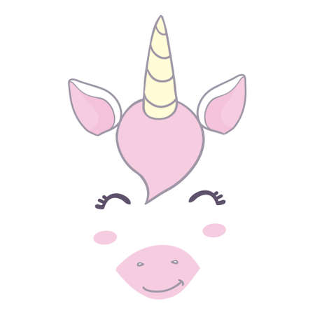 Lovely vector drawing of the unicorn horn with mane. Perfect for photo booth prop for a party.のイラスト素材