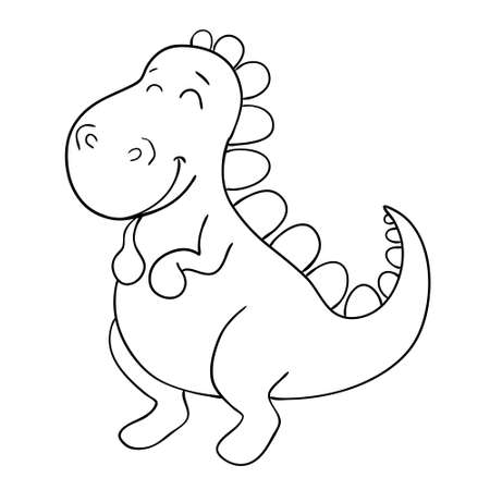 Vector illustration of cute cartoon dinosaur character for children, coloringのイラスト素材