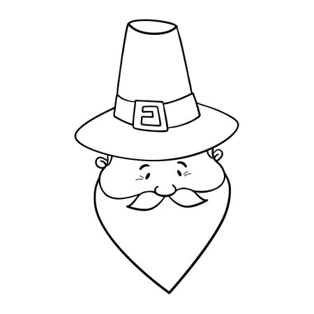 Cute gnomes. Thanksgiving day doodle. Line art Scandinavian gnome. fall theme. Funny cheerful nordic dwarf character isolated on white background. Retro hand-drawn style.のイラスト素材