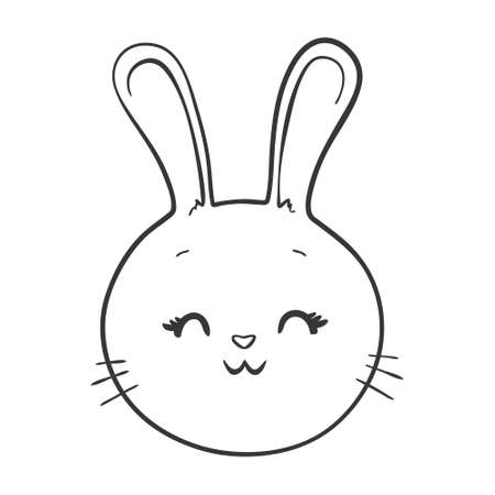 vector hand-drawn cute cartoon rabbit. print, sticker,  sketch, doodle. isolated on a white background. children's drawing. bunnyのイラスト素材