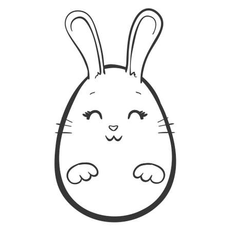 vector hand-drawn cute cartoon rabbit. print, sticker,  sketch, doodle. isolated on a white background. children's drawing. bunnyのイラスト素材
