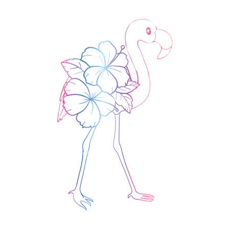 Sketch drawing of flamingo bird vector illustration isolated on white backgroundのイラスト素材