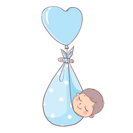 Happy little boy. A cartoon character isolated on a white background. Flat vector color illustration.のイラスト素材