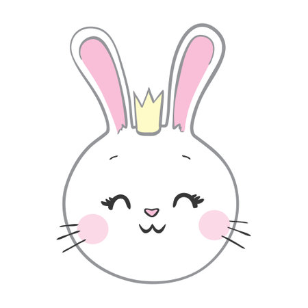 Cute rabbit character, bunny vector illustration. This is an illustration of a white rabbit greeting in the year of the rabbit 2023.のイラスト素材