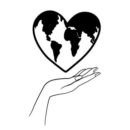 vector illustration, hands close the planet from pollution, save the planet, a small process of a plant, save energy, Earth Day concept - vectorのイラスト素材