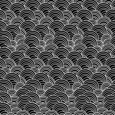 Seamless black and white hand-drawn seamless ornament, pattern in engineering zentangle. vector illustrationのイラスト素材