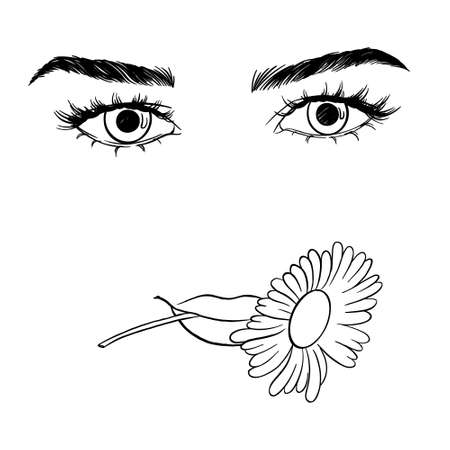 Vector illustration of women's head. Glamor fashion beauty woman face illustration.のイラスト素材
