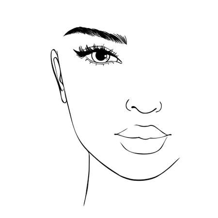 Vector illustration of women's head. Glamor fashion beauty woman face illustration.のイラスト素材