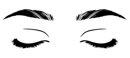 Beautiful woman eyes black and white drawing sketch. vector fashion illustration.のイラスト素材
